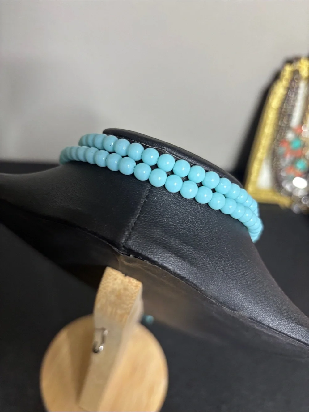 Turquoise Beaded Pendant Necklace - Aqua Blue Women's Jewelry Western Boho